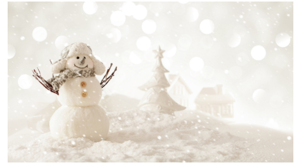 Mini all white winter scene w/snowman, tree & home