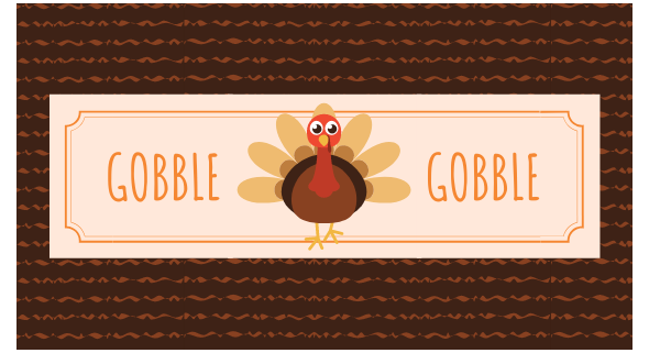 Brown pattern background w/Turkey & Gobble text
