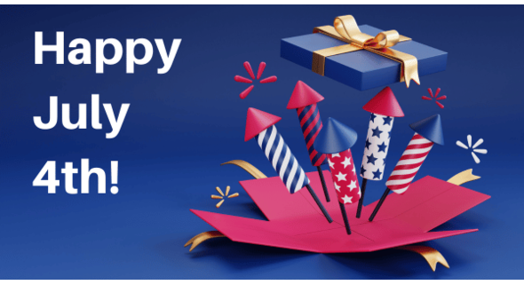 Blue backing w/box popping open w/firecrackers