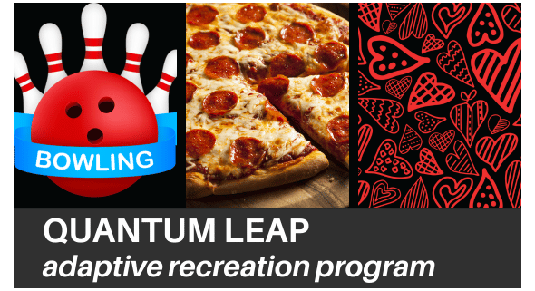 Bowling word w/ ball & pins, pizza, red hearts